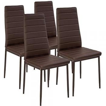 Synthetic Leather Cappuccino Dining Chair Quartet