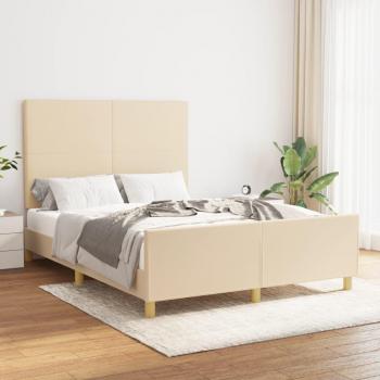 Cadre de lit crème 140x190 cm avec tête de lit en tissu