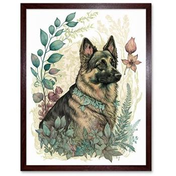 German Shepherd Spring Field Framed Poster 12x16