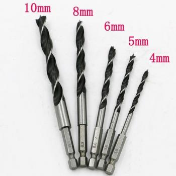 5pc Hex Shank Three-Point Drill Bits for Wood