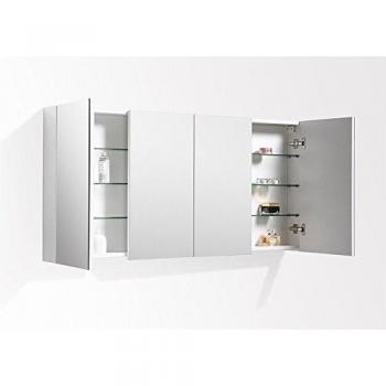 Armadietto da Bagno Siena 144 cm con Specchio Laccato Bianco
