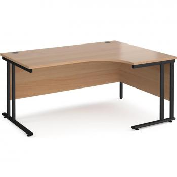 Maestro 25 Right Hand Ergonomic Desk 1600mm Black Frame Beech Top