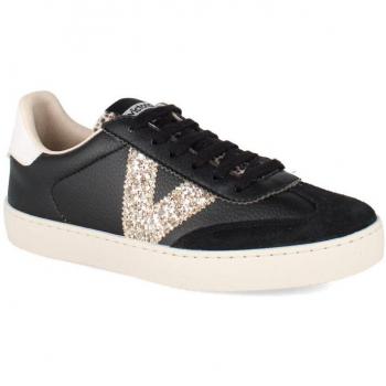 Victoria Berlin Women's Glitter Logo Faux Leather Trainers