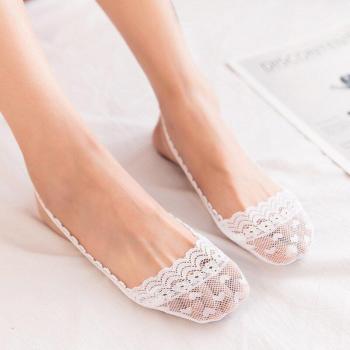 Women’s No Show Lace Cotton Ankle Socks – 5 Piece