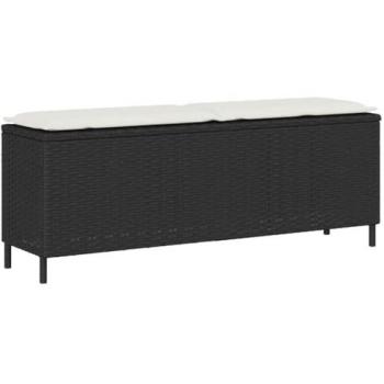 Poltrona da giardino in polirattan nera 110x30x40,5 cm con cuscinetto