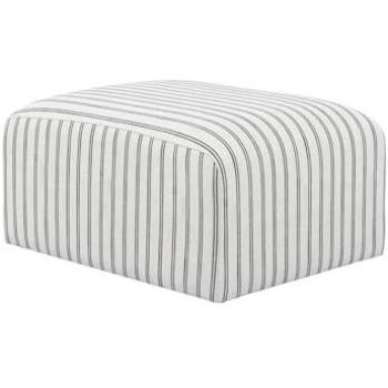 Ryder Chalk Stripe Pouffe – Woven, 70x90x44 cm, White/Black (White) – Lemon Pavilion Furniture