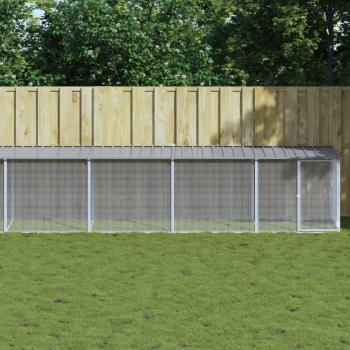 Chicken Cage with Roof Light by vidaXL, Gray, 1003 x 98 x 90 cm, Galvanized Steel