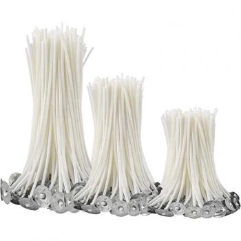Juego de 100 mechas para velas, núcleo de cera de soja y madera