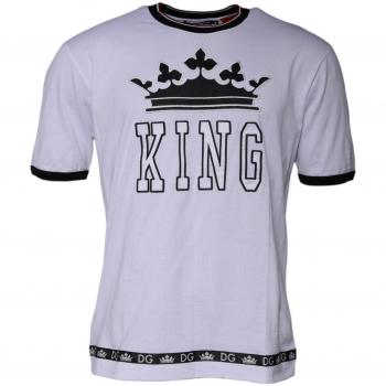Dolce & Gabbana Graphic Print White Tee for Men