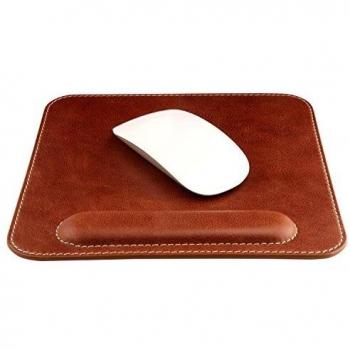 Londo Tapis de Souris en Cuir Véritable avec Repose-Poignet (Bleu Clair)