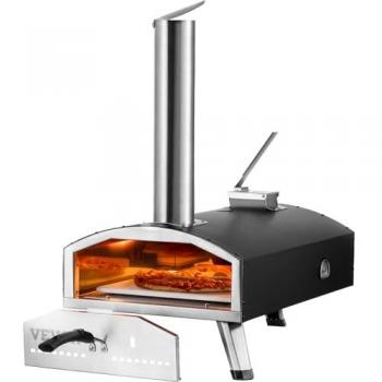 VEVOR 12-Inch Outdoor Wood Pizza Oven with Stone