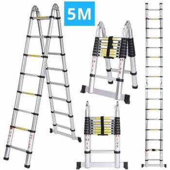 Escabeau télescopique 2x8 marches en aluminium