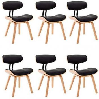 VidaXL Set di 6 Sedie da Pranzo Nere in Legno Piegato e Similpelle