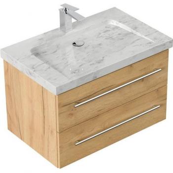 Posseik Badmöbel Carrara Marmor White YAMO 75 – Hochglanzweiß
