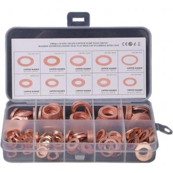 280/200 Pcs Assorted Copper Flat Ring Seal Gasket Set M5-M20 with Storage Box
