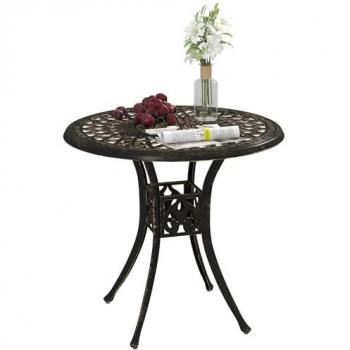 Bronze Tone 78 cm Round Garden Table with Umbrella Slot