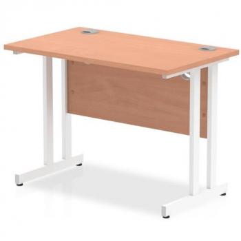 Impulse 1000/600 Rectangle White Cantilever Leg Desk Beech
