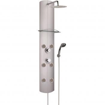 AquaLux – Colonne de douche Totem, finition aluminium anodisé, robinet thermostatique