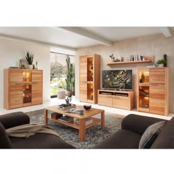 LOMADOX Highboard Wohnzimmer Set NEWTON-36, Kernbuche massiv, 6 Teile