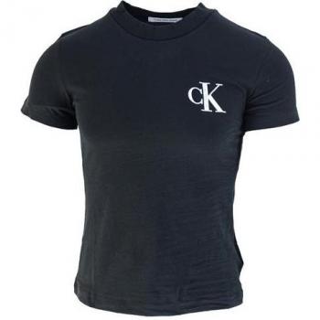 Calvin Klein Felpa Loghi in Cotone Verde (sic) Nero Donna S
