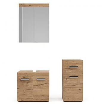 Muebles de baño Luna, Roble Wotan, 3 partes, armario midi Vicco