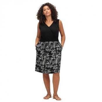 Sheego Wickel-Jerseykleid mit V-Cut hinten, schwarz gemustert, Gr. 54