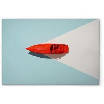 Blau-Rot-Weiße Leinwand Boot Kunst