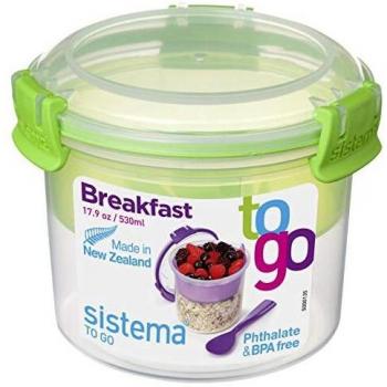 Sistema Breakfast Cereal Food Container Spoon 530ml Blue