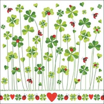 Papier serviette AMBIENTE – Paquet 20, 3 plis, 33x33 cm, motif trèfle porte-bonheur