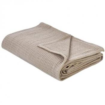 Cotton Bedspread 220 x 200 cm Solid Pattern Taupe Ragala
