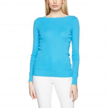 Pull United Colors of Benetton, Femme, Col Bateau, Coton, Bleu (Blue), Medium