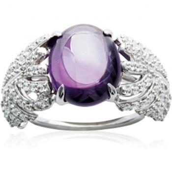 Anillo 'Sissi' plata rodio con toques púrpuras 11 mm