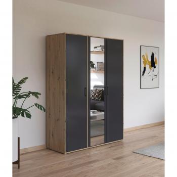 Drehtürenschrank RAUCH Voyager – 140 × 194 × 53 cm – Eiche Artisa (Graumetallic)