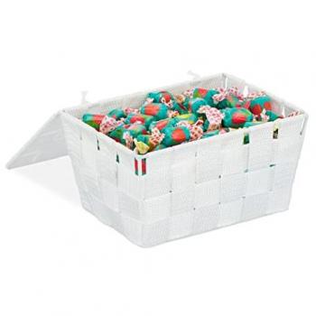 Organiseur de salle de bain, 2 paniers tressés avec couvercle, blanc