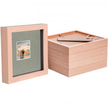 Set of 5 Light Brown/Grey 6 x 6 Inch 3D Box Photo Frames with 2 x 2 Inch Matte