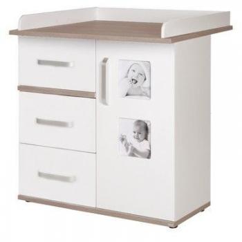 Roba Wickelkommode Pia mit 2 Bilderrahmen und San Remo Weiß Farbgebung