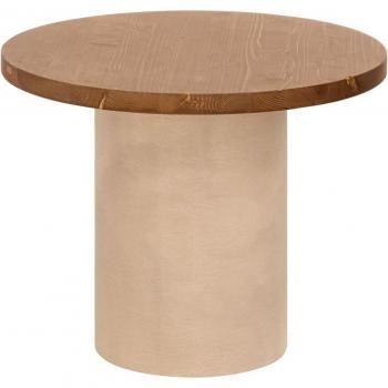 Table Basse Ronde Décowood 45x60cm en Bois Marron et Microciment