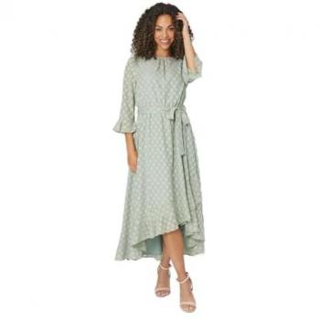 Sage Green Women's Ruffle Sleeve Midaxi Dress
