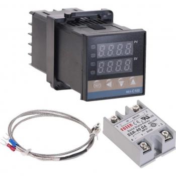 Contrôleur PID REX-C100, 0-900°C, pour thermocouple K, SSR40A, alimentation 100-240VAC, avec dissipateur thermique