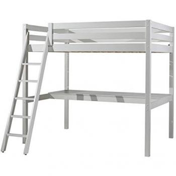 Letto Bianco Pino Vipack 140x200, materasso e scrivania inclusi