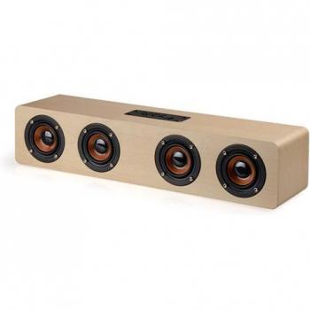 TOPROAD 12W Bluetooth Lautsprecher kabellos HiFi Stereo Subwoofer Holz Schreibtisch Lautsprecher Freisprechen