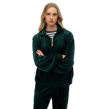 Country Club velour green Superdry con mezza zip