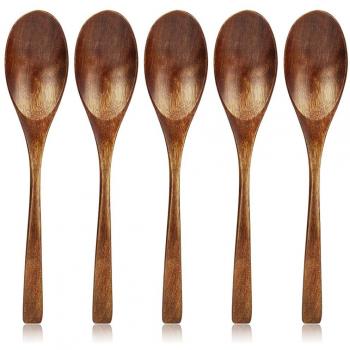Cuillère en Bois AOOSY, Ensemble de cuillères à Soupe en Bois écologique, Cuillère de Table en Riz Japonais/coréen 7,8 Pouces (5 pièces)