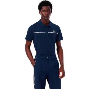 Polo Lacoste Regular Fit Logo Décor L.12.12 Manches Courtes Bleu Marine Blanc XS