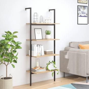 Vidaxl Étagère Inclinée À 4 Niveaux Marron Clair Et Noir 64x35x152,5cm