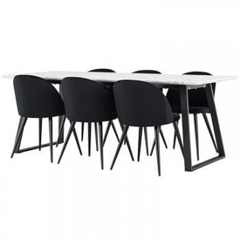 Ensemble de salle à manger Malaga avec table blanche et chaises Skagen noires