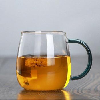 Taza de seta verde de vidrio