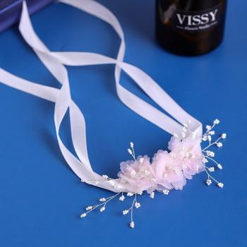 Elegant Pink Flower Neck Jewelry Band