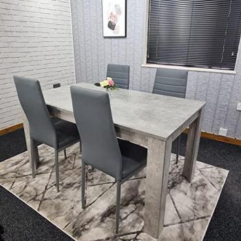 Kosy Koala Stone Grey Dining Table and 4 Grey Leather Chairs