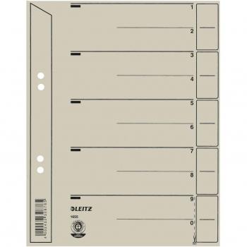 LEITZ® Trennblatt, Kraftkarton (RC), 200 g/m², geöst, A4, grau (100 Stück)